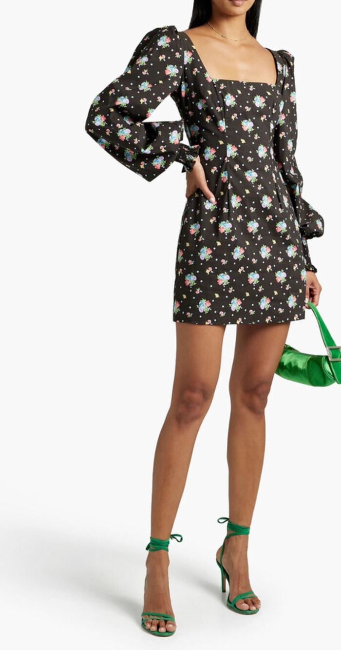 NWT Caroline Constas Floral Cotton Mini Dress Long Sleeve Fall Wedding Guest XS